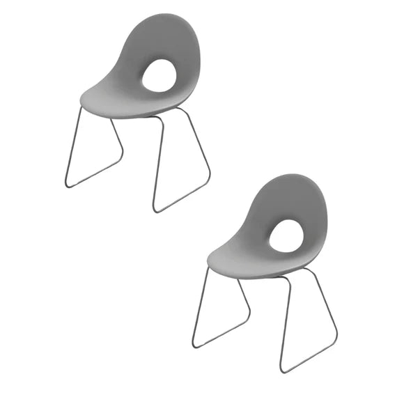 Set 2 Sedie Impilabili in Polietilene Slitta h 79 cm Colore Grigio Candy - Lyxo