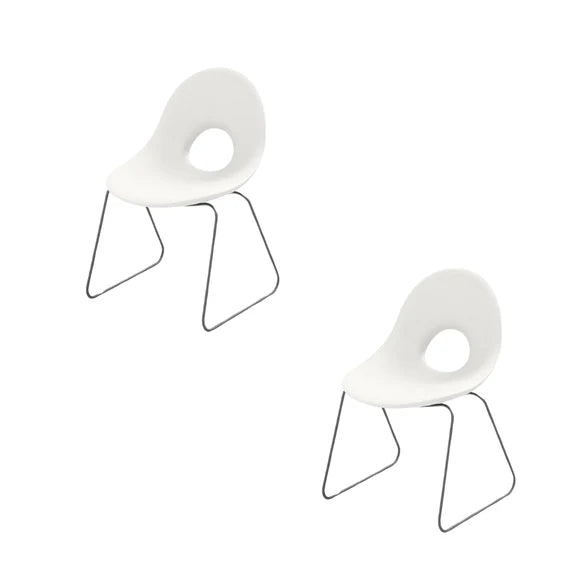 Set 2 Sedie Impilabili in Polietilene Slitta h 79 cm Colore Bianco Candy - Lyxo