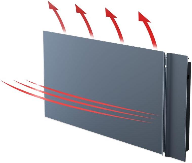 Radialight KYOTO Dual-Therm Radiatore e Convettore Elettrico Ultrapiatto con Wi-Fi opzionale (1000 W, Grigio Antracite)