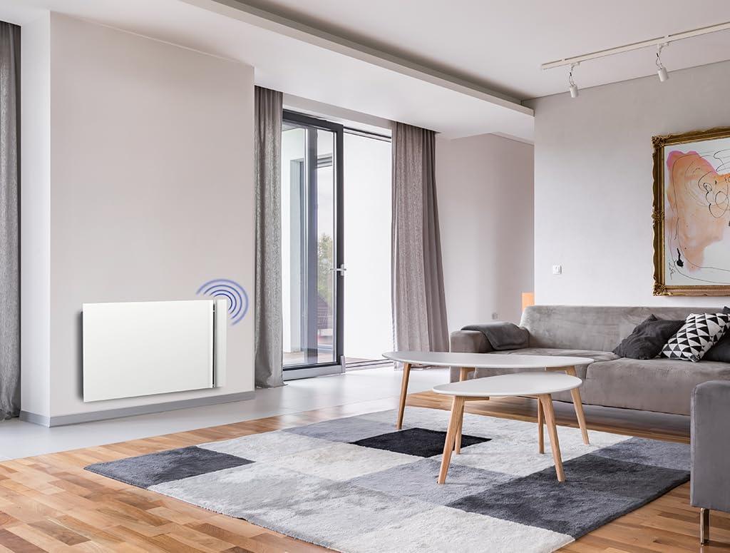 Radialight KYOTO Dual-Therm Radiatore e Convettore Elettrico Ultrapiatto con Wi-Fi opzionale (1500 W, Bianco)