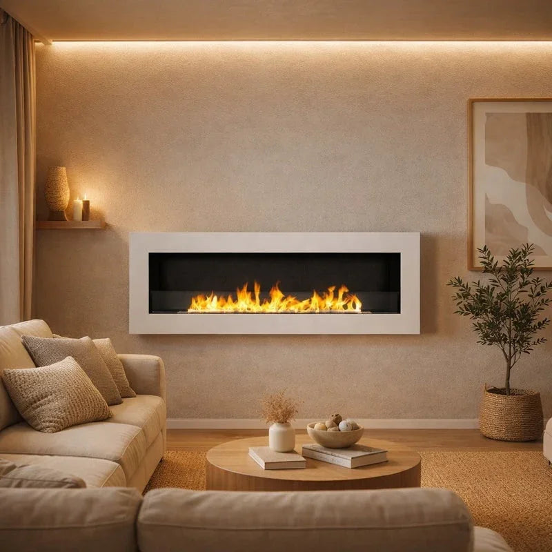 Camino a bioetanolo da parete Divina Fire Livorno - 120 cm / Bianco - vista prodotto