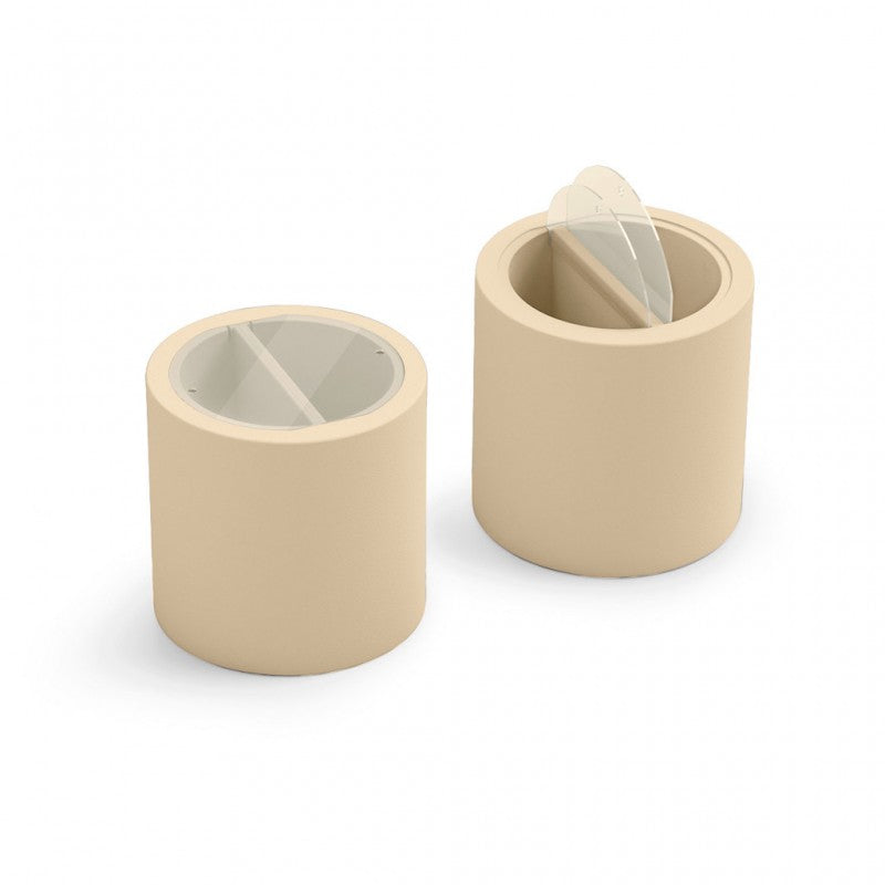 Tavolino Contenitore 2 Scomparti da Esterno Ø 55 cm Colore Bianco Blok Party - Lyxo