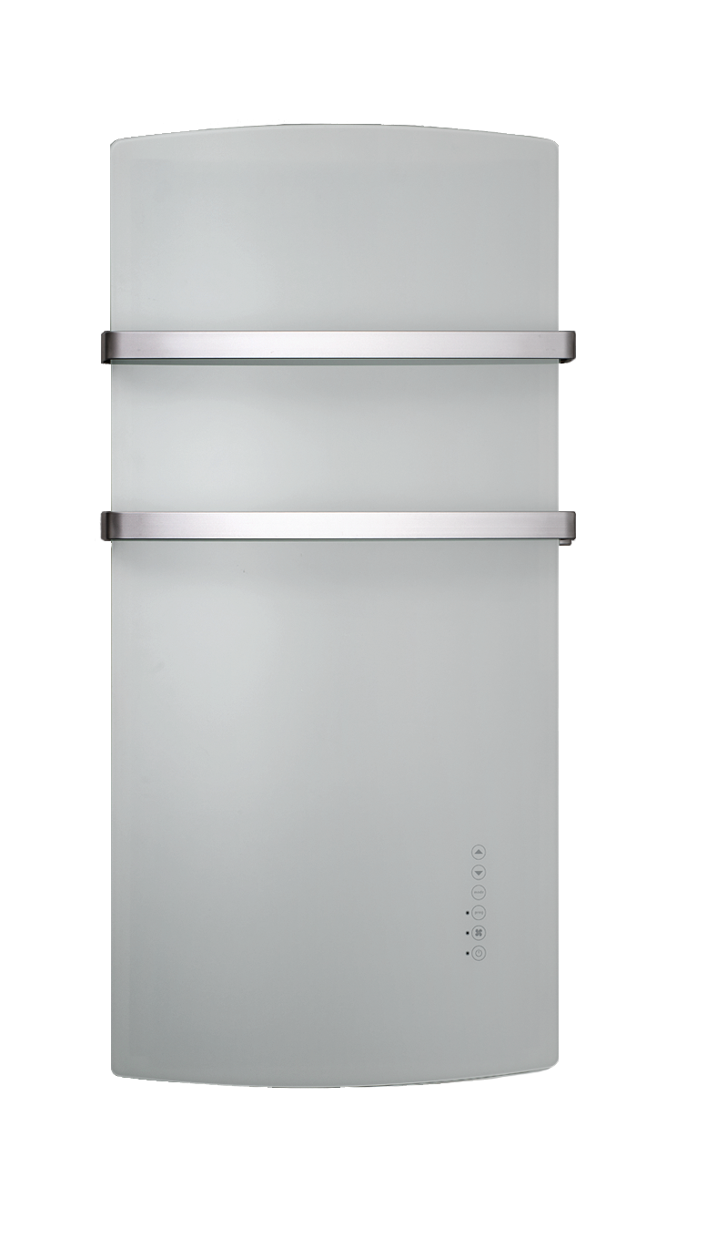 Radialight DEVA 1500W - Scaldasalviette Vetro con Funzione Turbo | Bianco Onice e Nero Vulcano