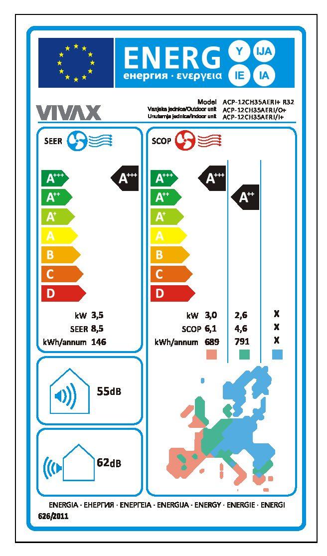 Climatizzatore a Parete VIVAX R+ Design ACP-12CH35AERI+ R32 - Potenza Nominale Raffreddamento 3,52 kW - Classe Energetica A+++ | Risparmio Energetico e Filtro per Purificazione Aria