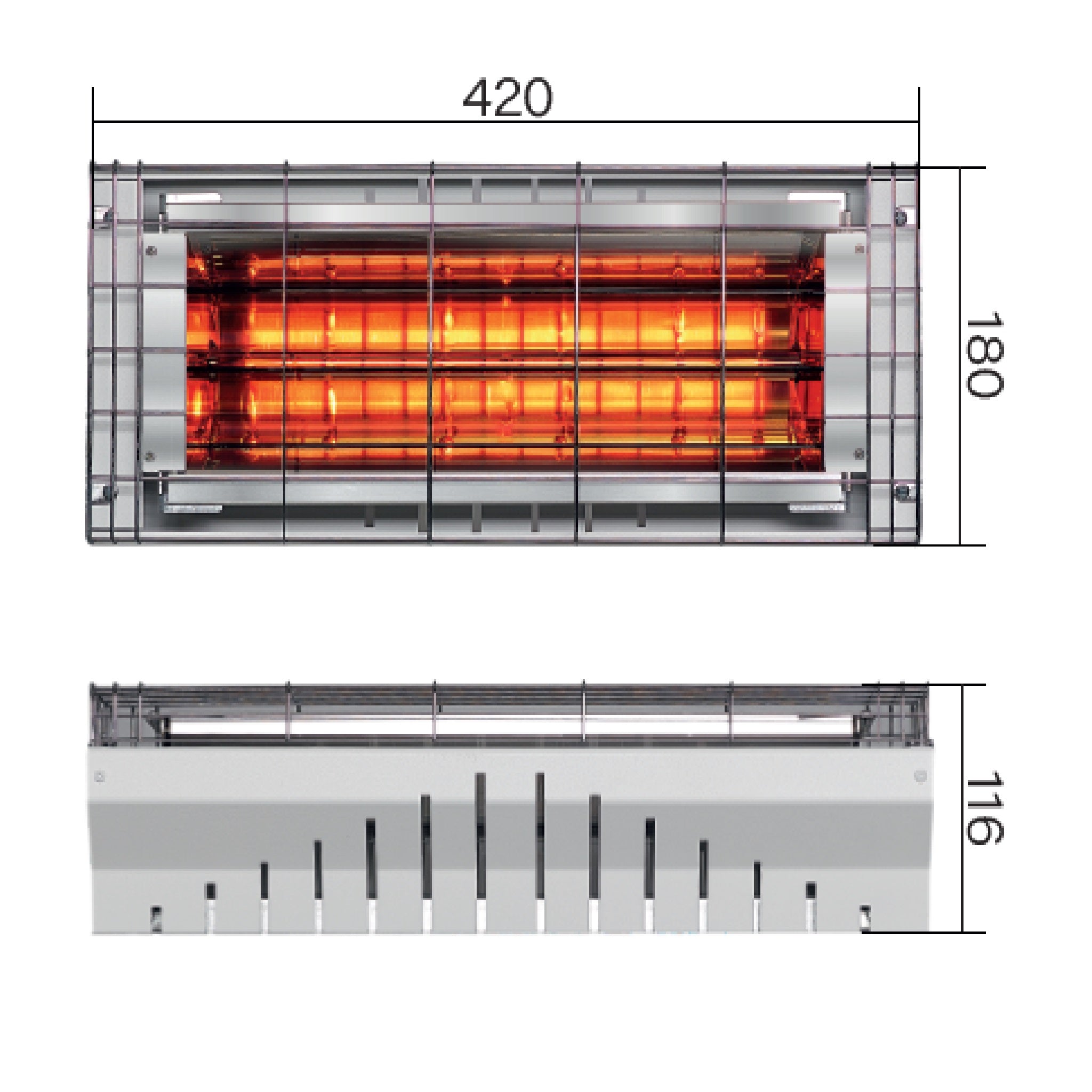 Lampada a Raggi Infrarossi GRADO per Riscaldamento Industriale - Radiante Onda Corta GH-1500