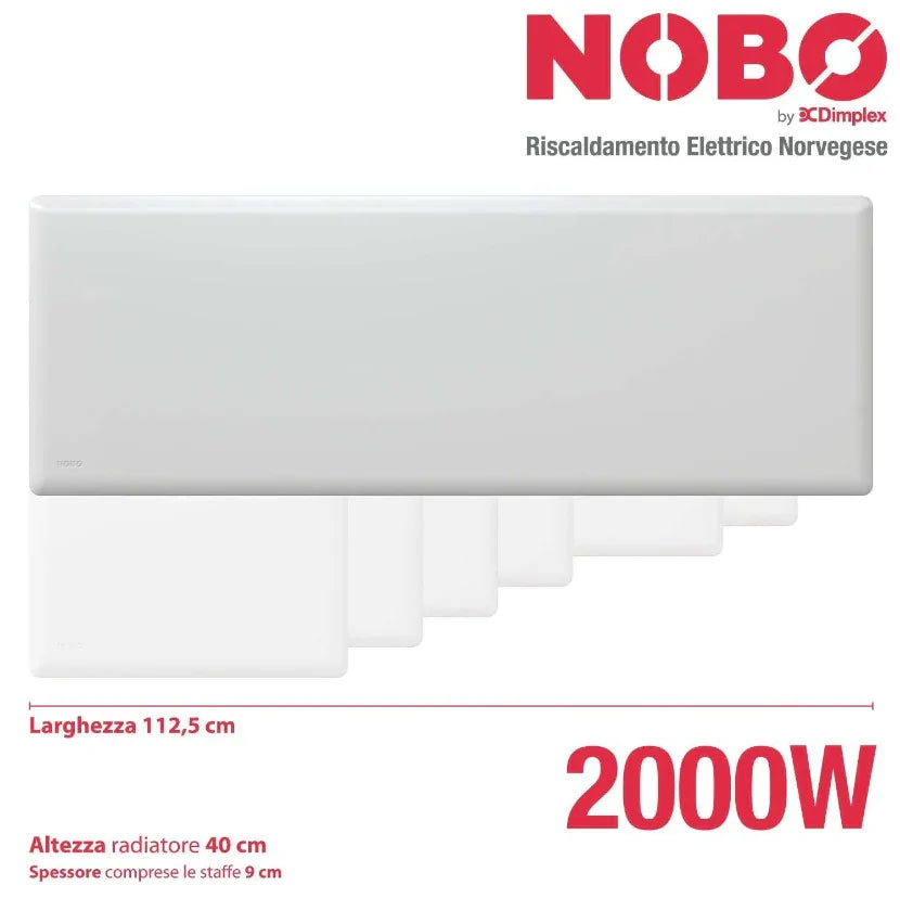 Radiatore Elettrico Norvegese NOBO 2000W con Termostato NCU-2Te