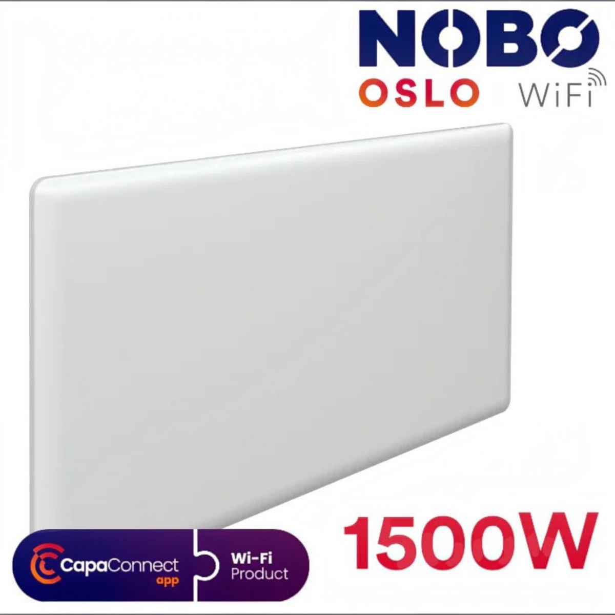 Radiatore elettrico NOBO OSLO WiFi 1500 W, vista frontale