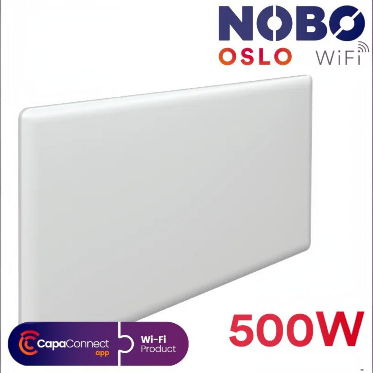 Radiatore elettrico NOBO OSLO WiFi 500 W, vista frontale