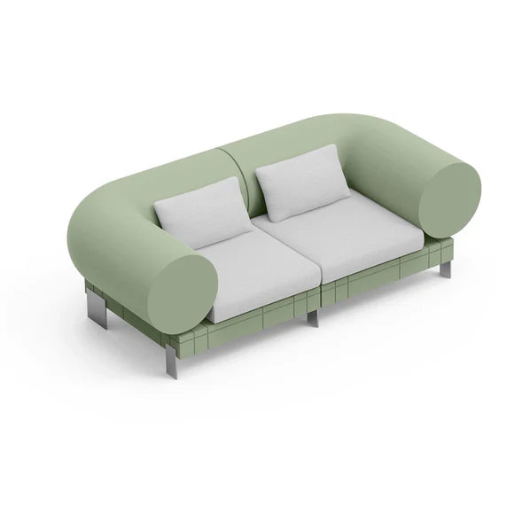 Divano 2 Posti in Polietilene per Esterno Stile Pop Colore Verde Giada Rhor - Luxo