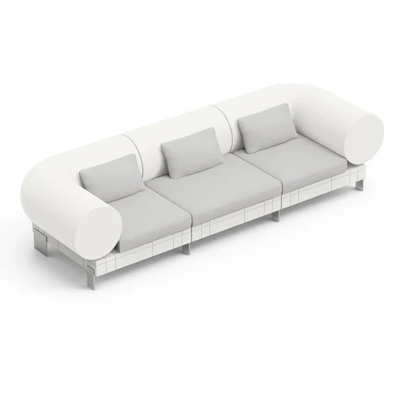Divano 3 Posti per Esterno Stile Pop Colore Bianco 309 cm Rhor - Lyxo