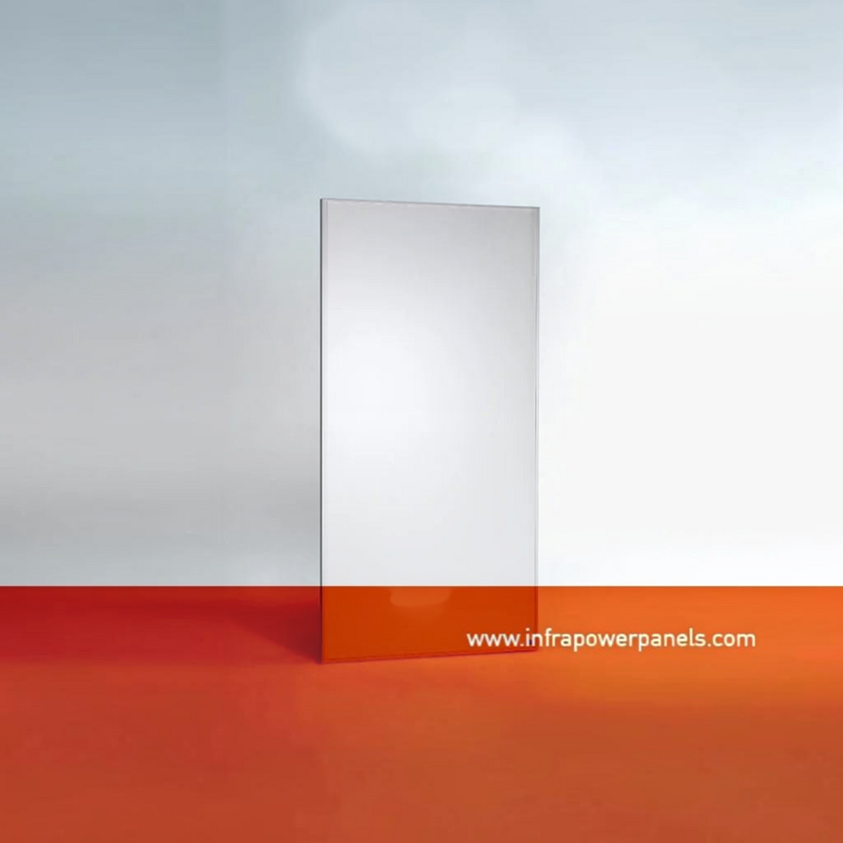 Pannello radiante a infrarossi Klimago™ Standard Line bianco per installazione a soffitto, design sottile e moderno.