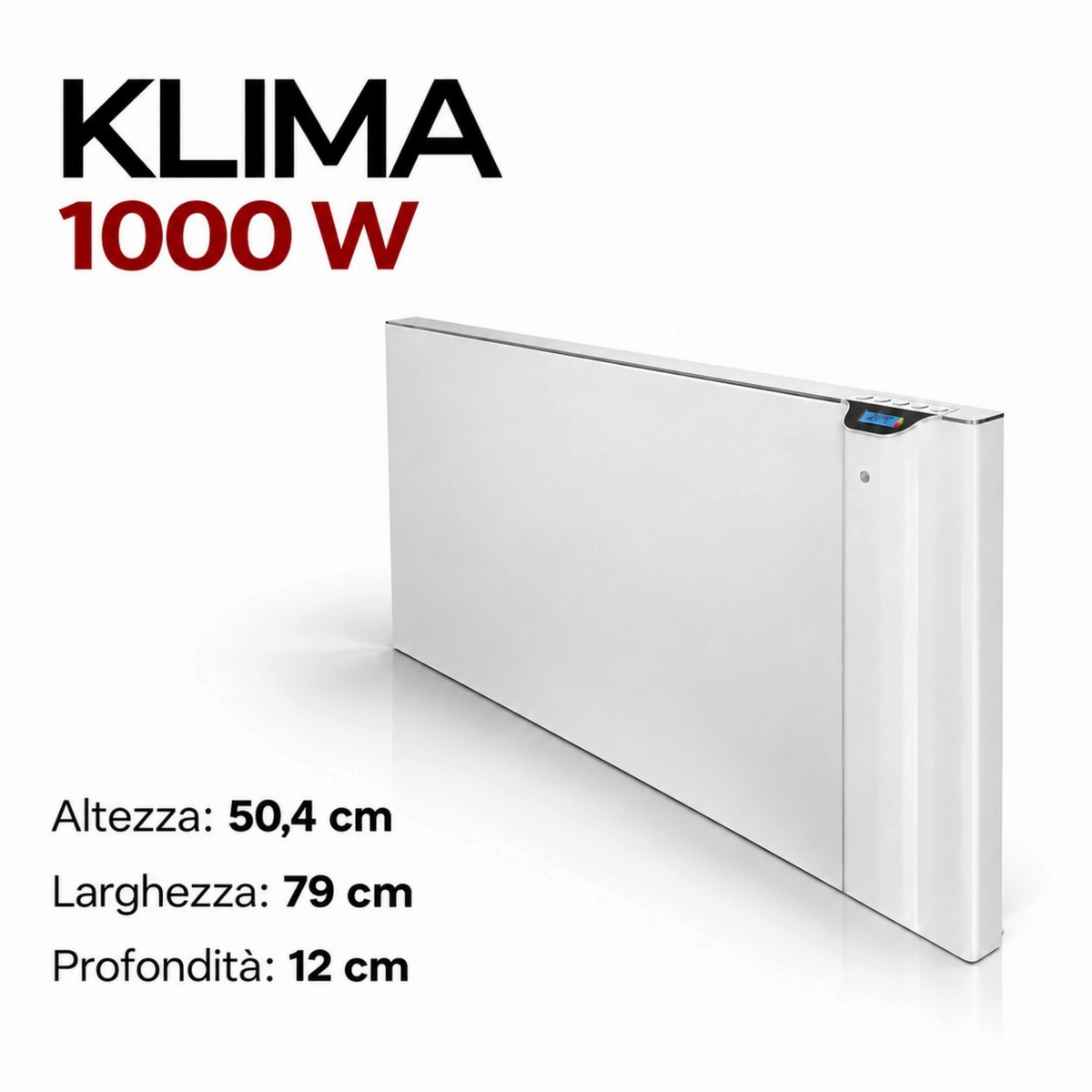 Radiatore elettrico da parete Radialight KLIMA Dual-Therm bianco da 1000 W con display digitale per riscaldamento