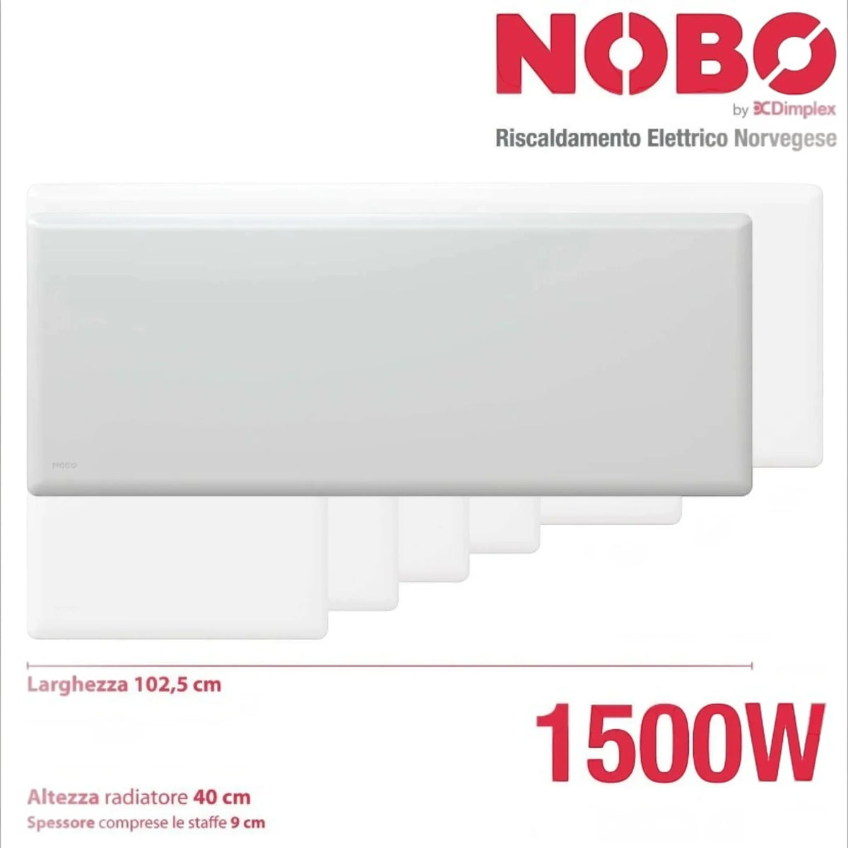 Radiatore elettrico norvegese Klimago™ NOBO TOP 1500W bianco a convezione naturale con termostato digitale