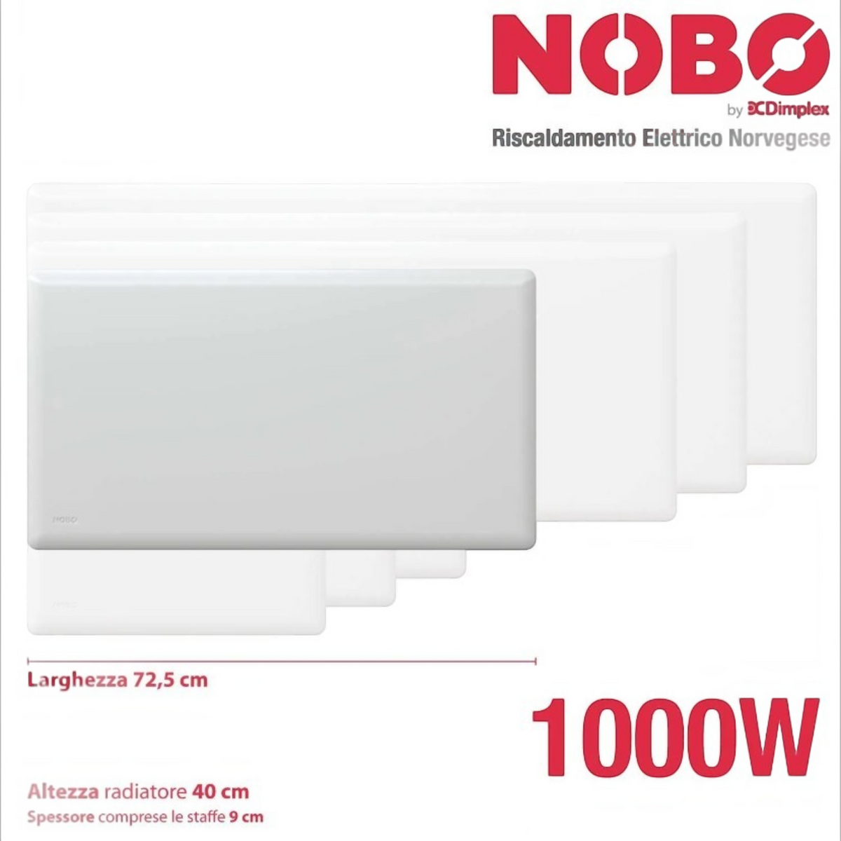 Radiatore elettrico norvegese Klimago™ NOBO TOP bianco a convezione naturale con termostato digitale NCU-2Te