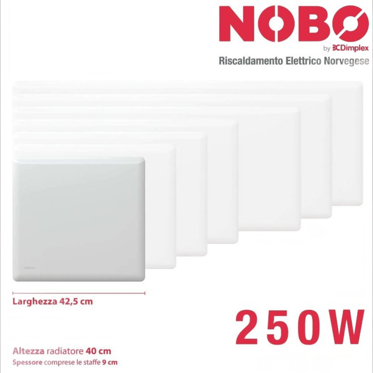 Radiatore elettrico norvegese Klimago™ NOBO TOP bianco a convezione naturale con termostato digitale incluso