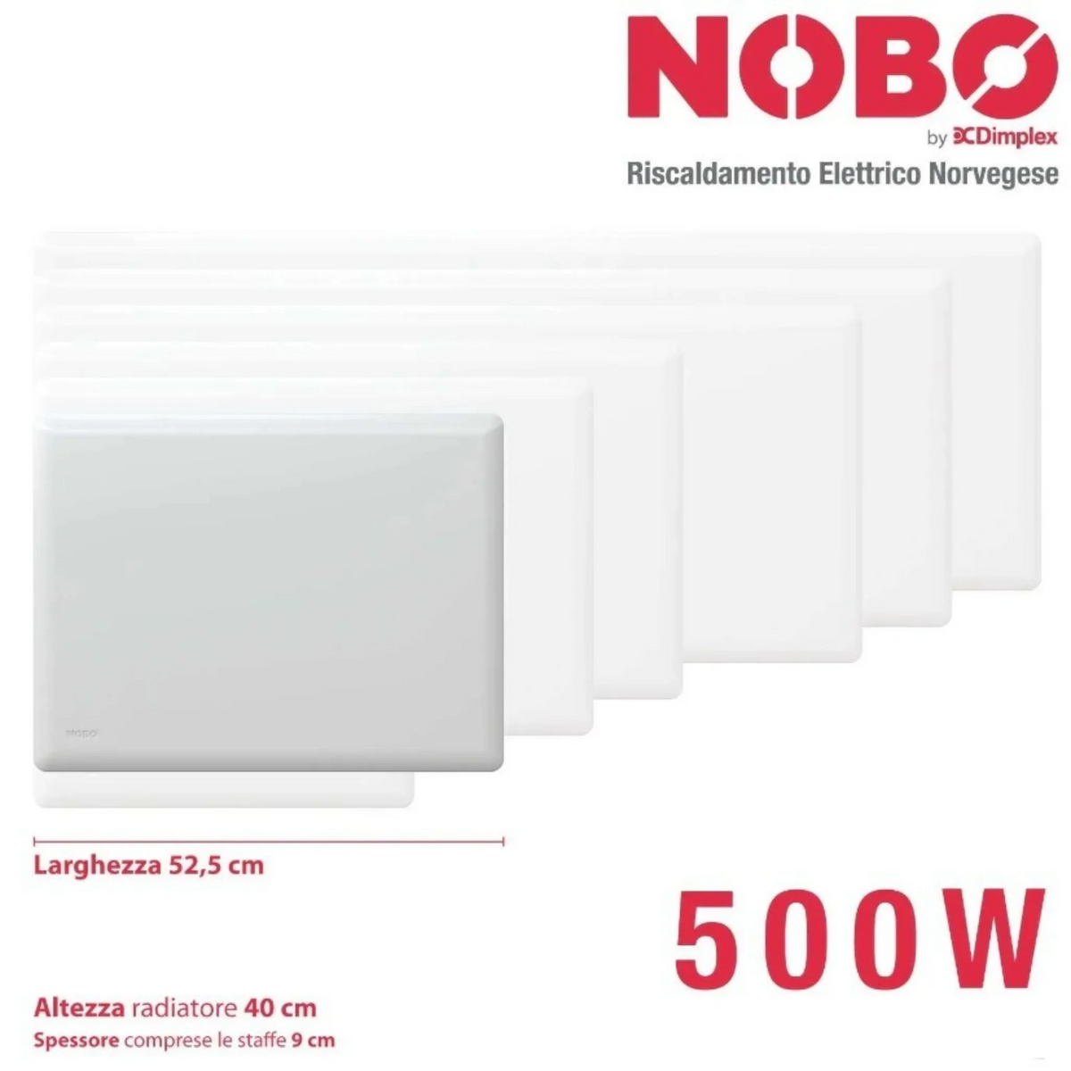 Radiatore elettrico norvegese Klimago™ NOBO TOP bianco a convezione naturale con termostato digitale NCU-2Te
