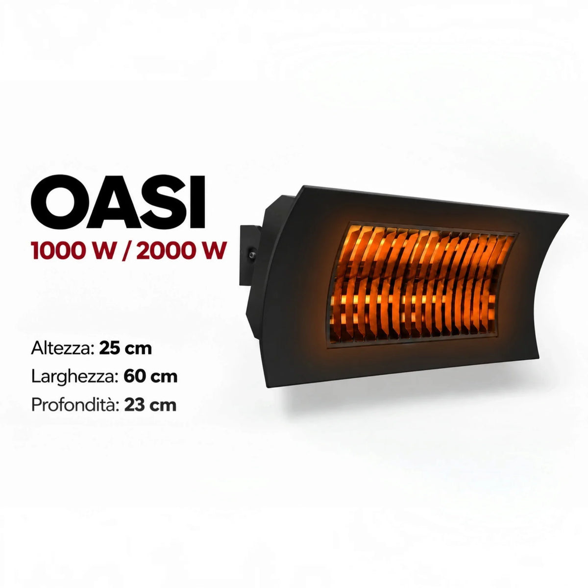 Riscaldatore a infrarossi Klimago™ Radialight OASI nero opaco con tecnologia Low Glare per interni ed esterni