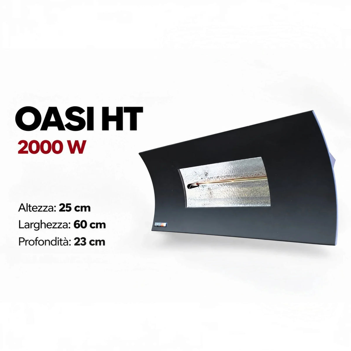 Riscaldatore a infrarossi esterno Klimago™ Radialight OASI HT 2000W nero opaco con riflettore in alluminio martellato