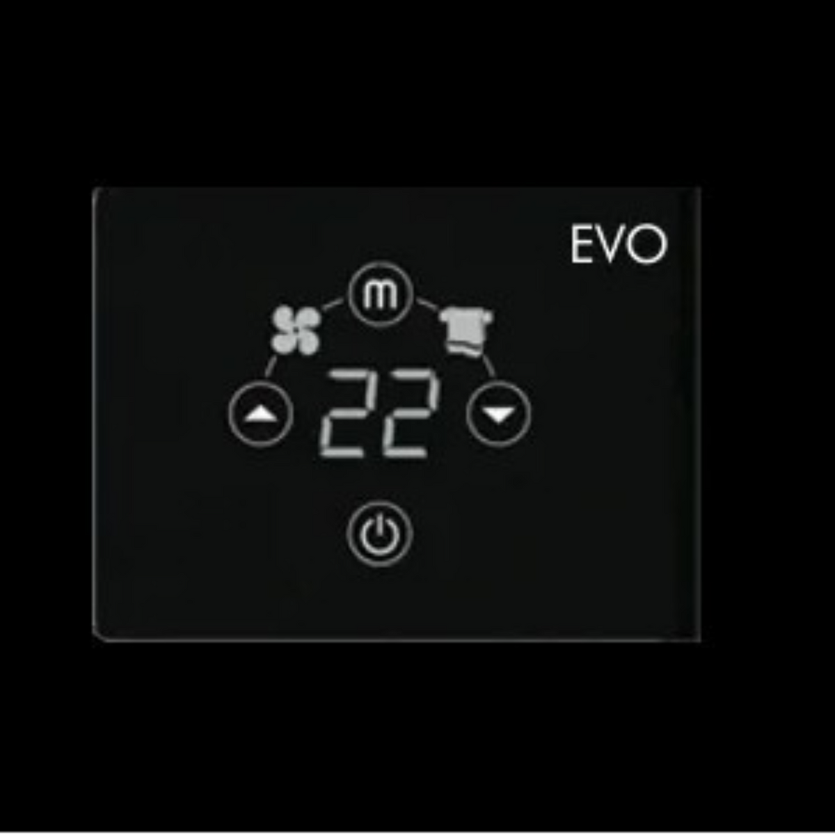 Display touch screen del termoventilatore Klimago™ Radialight SILK EVO con icone digitali e controllo temperatura