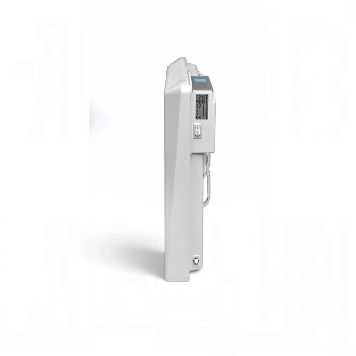 Termoconvettore elettrico digitale Radialight SIRIO bianco visto di profilo, disponibile su Klimago™