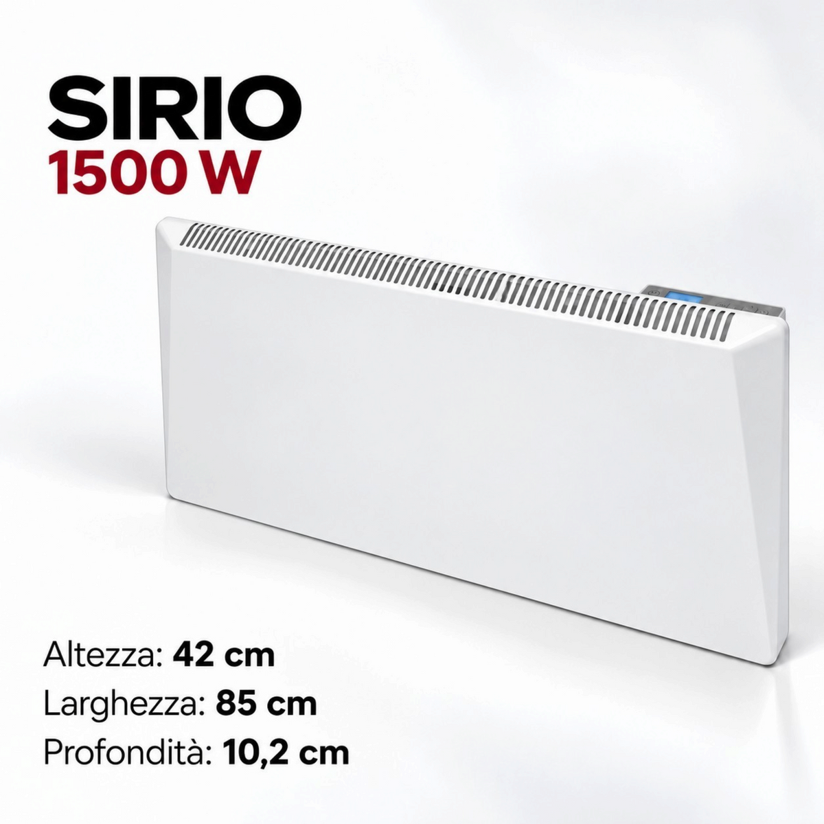 Termoconvettore elettrico digitale bianco Klimago™ SIRIO 1500W per riscaldamento a convezione naturale
