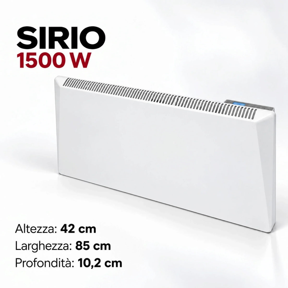 Termoconvettore elettrico digitale bianco Klimago™ SIRIO 1500W per riscaldamento a convezione naturale