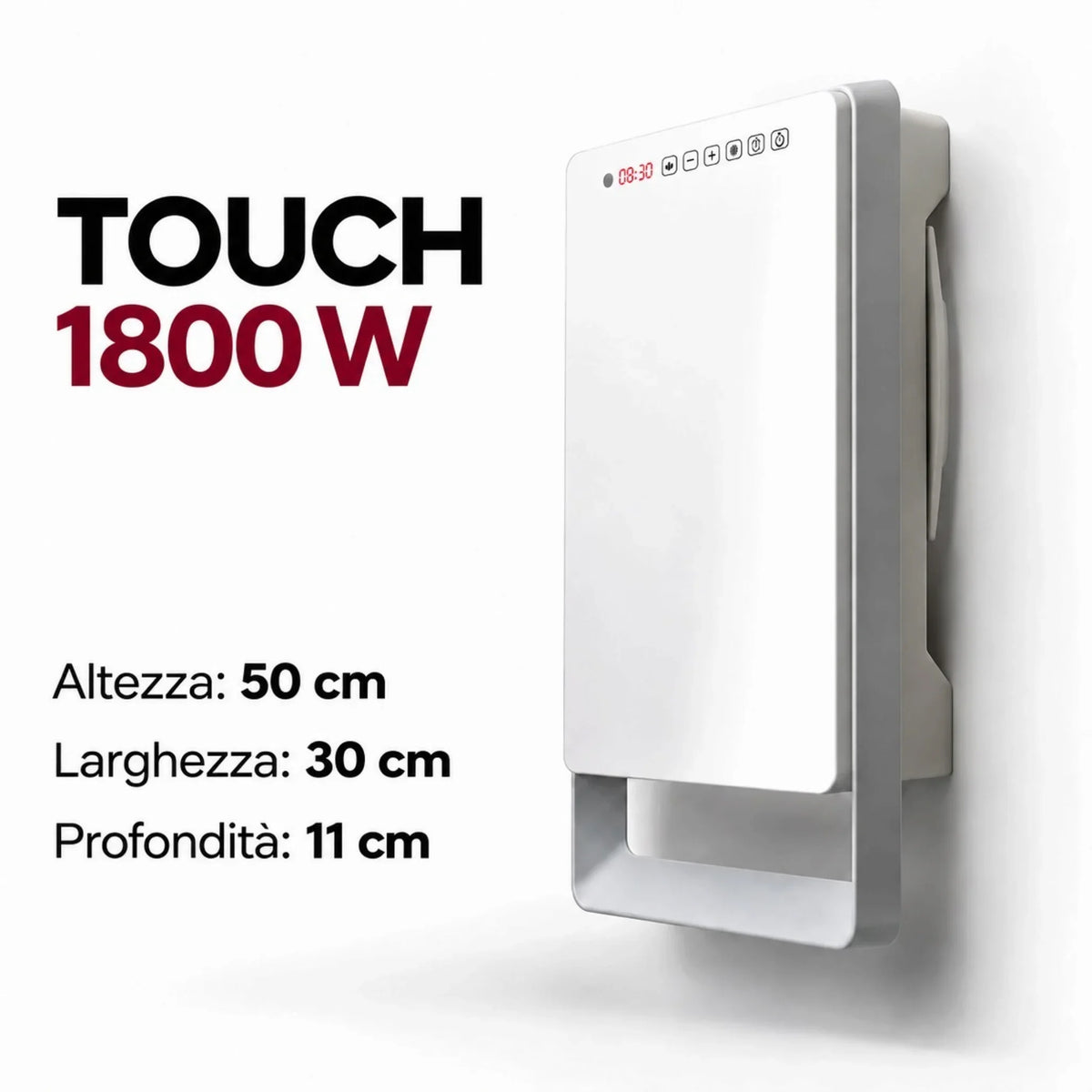 Termoventilatore da bagno Klimago™ Radialight TOUCH grigio con barra portasalviette e comandi touch a parete