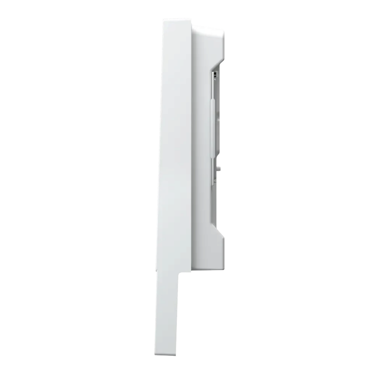 Termoventilatore con specchio bianco lucido Radialight QUADRO VISIO visto di profilo, disponibile su Klimago™