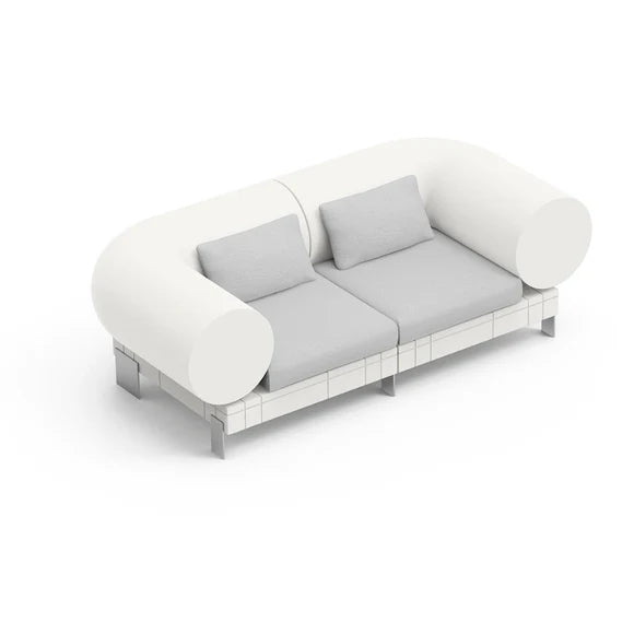 Divano 2 Posti in Polietilene per Esterno Stile Pop Colore Bianco Rhor - Lyxo
