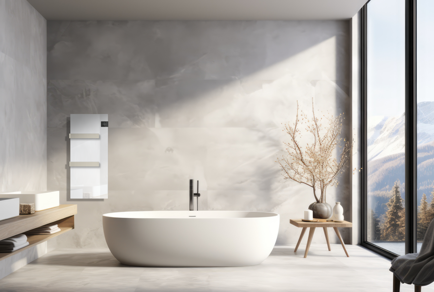 Radialight SILK 750W - Scaldasalviette Elettrico in Vetro Dual-Therm | Bianco Ghiaccio o Grigio Antracite