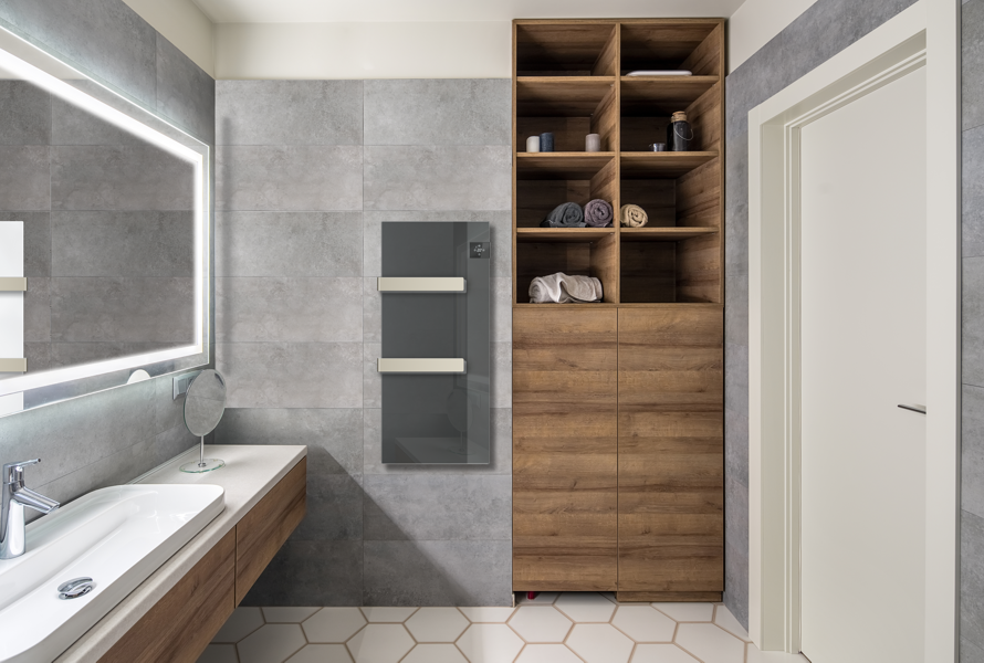 Radialight SILK 750W - Scaldasalviette Elettrico in Vetro Dual-Therm | Bianco Ghiaccio o Grigio Antracite