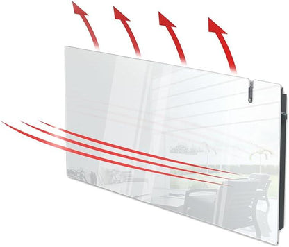 Radialight AETHEREA Dual-Therm Radiatore e Convettore Elettrico Ultrapiatto in Vetro (1000 W, Bianco)
