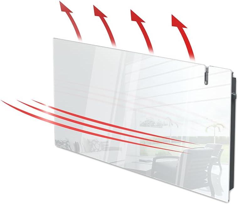 Radialight AETHEREA Dual-Therm Radiatore e Convettore Elettrico Ultrapiatto in Vetro (1000 W, Bianco)