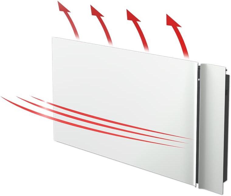 Radialight KYOTO Dual-Therm Radiatore e Convettore Elettrico Ultrapiatto con Wi-Fi opzionale (750 W, Bianco)