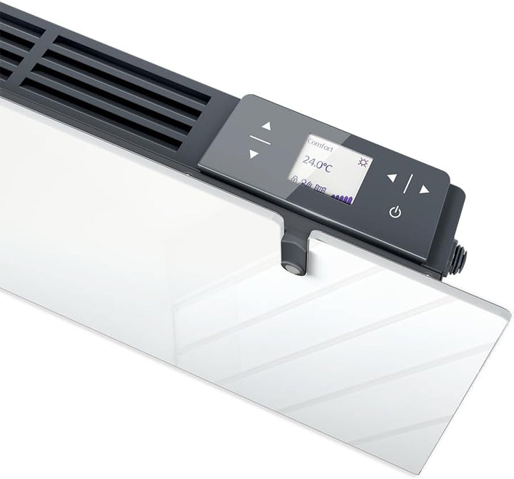Radialight AETHEREA Dual-Therm Radiatore e Convettore Elettrico Ultrapiatto in Vetro (1000 W, Bianco)