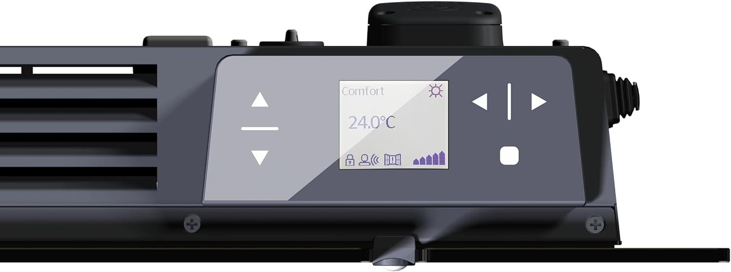 Radialight AETHEREA Dual-Therm Radiatore e Convettore Elettrico Ultrapiatto in Vetro (1500 W, Nero)