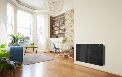 Radialight AETHEREA Dual-Therm Radiatore e Convettore Elettrico Ultrapiatto in Vetro (1000 W, Nero)