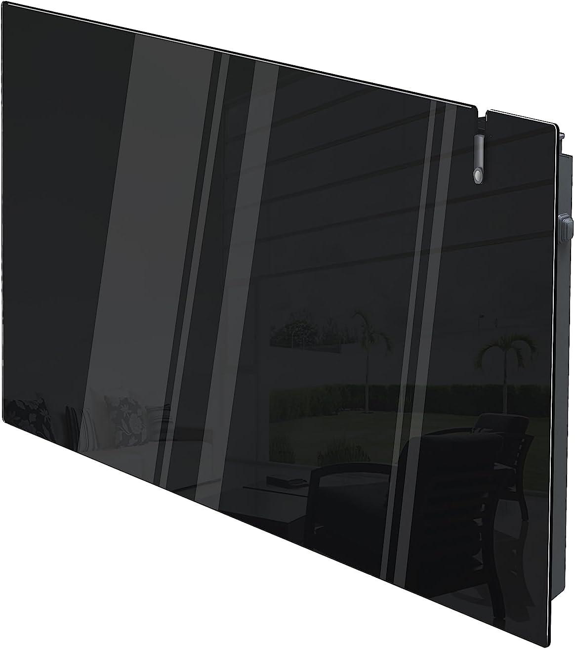 Radialight AETHEREA Dual-Therm Radiatore e Convettore Elettrico Ultrapiatto in Vetro (1000 W, Nero)