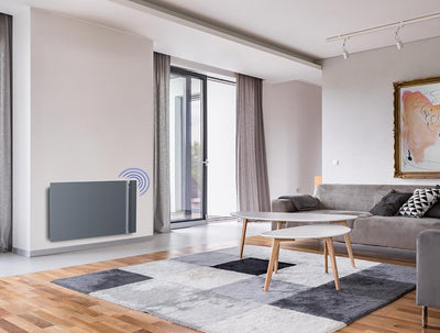 Radialight KYOTO Dual-Therm Radiatore e Convettore Elettrico Ultrapiatto con Wi-Fi opzionale (750 W, Grigio Antracite)