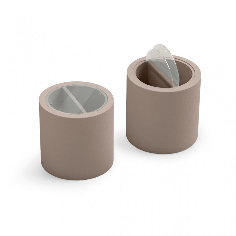 Tavolino Contenitore 2 Scomparti da Esterno Ø 55 cm Colore Bianco Blok Party - Lyxo