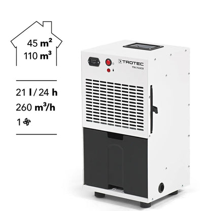 Deumidificatore Professionale TROTEC TTK 75 ECO, 21L/giorno, per ambienti fino a 45 m²
