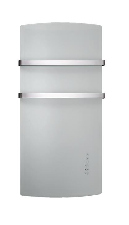 Radialight DEVA 1500W - Scaldasalviette Vetro con Funzione Turbo | Bianco Onice e Nero Vulcano