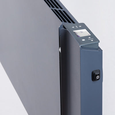 Radiatore elettrico da parete Klimago™ Radialight KYOTO grigio antracite con display touch e sistema Dual-Therm.