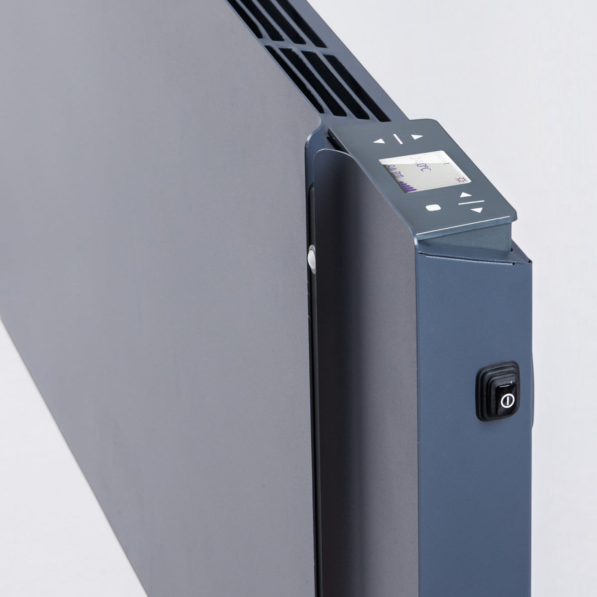 Radiatore elettrico da parete Klimago™ Radialight KYOTO grigio antracite con display touch e sistema Dual-Therm.