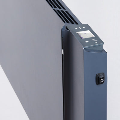 Radiatore elettrico da parete Klimago™ Radialight KYOTO grigio antracite con display touch e sistema Dual-Therm.