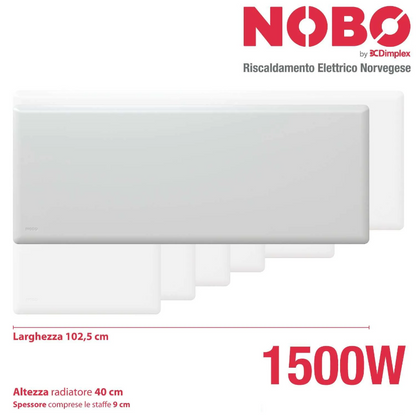 NOBO 1500 W Radiatore Elettrico a Basso Consumo con Termostato Intelligente