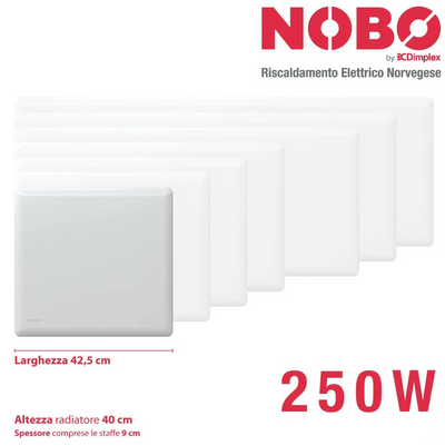 Radiatore Elettrico Norvegese NOBO 250W con Termostato NCU-2Te