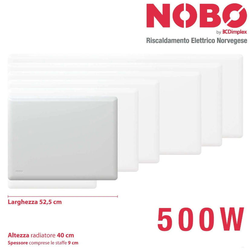 NOBO 500 W Radiatore Elettrico a Basso Consumo con Termostato Intelligente
