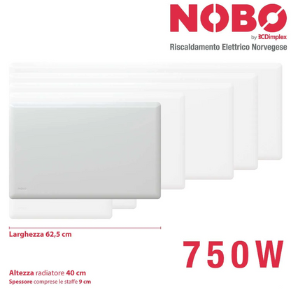 NOBO 750 W Radiatore Elettrico a Basso Consumo con Termostato Intelligente