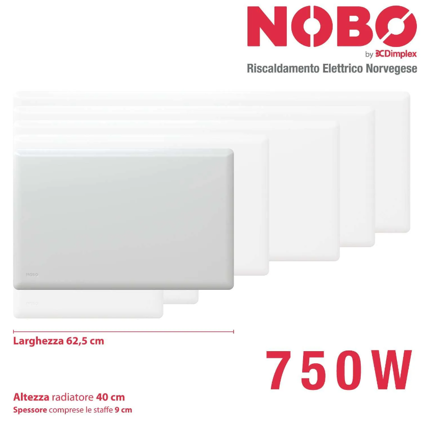 NOBO 750 W Radiatore Elettrico a Basso Consumo con Termostato Intelligente